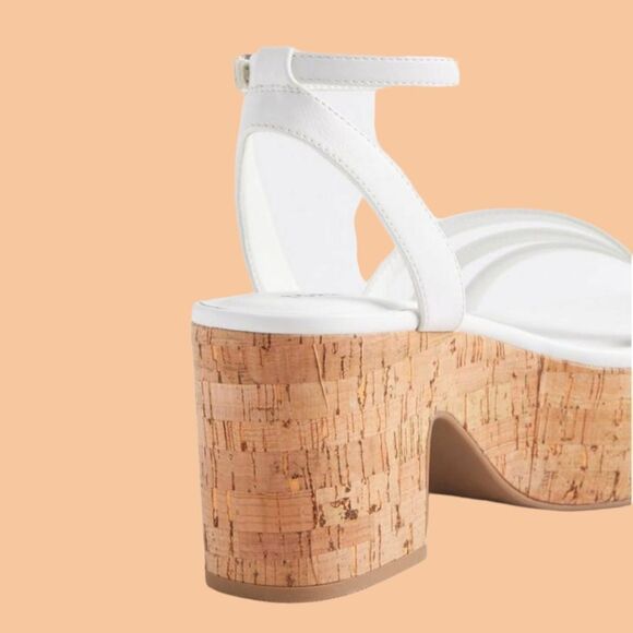 NEW TORRID Wide Width Platform Cork White Strappy Summer Sandals. - Picture 6 of 13